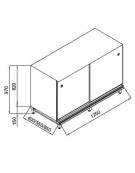 Retrobanco neutro bar - TOP INOX ESCLUSO-Struttura ed antine in legno-Predisposizione per appoggio pedana - cm 125x40x97h
