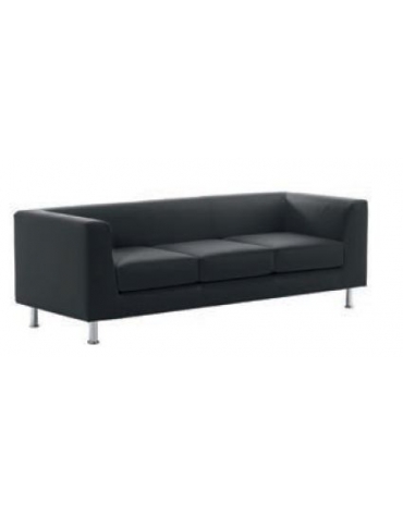 Divano a 3 posti ignifugo con Omologazione Ministeriale classe 1 IM per ufficio con gambe cromate - cm 198x79x65h 