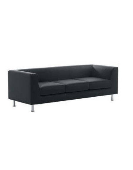 Divano a 3 posti ignifugo con Omologazione Ministeriale classe 1 IM per ufficio con gambe cromate - cm 198x79x65h 