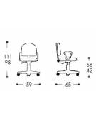 Sedia poltrona operativa con struttura e base in colore grigio - alzata a gas - contatto permanente - Conforme UNI EN 1335-B