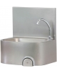LAVAMANI INOX A PARETE CON COMANDO A GINOCCHIO ED ALZATINA - CM 48X35X53H