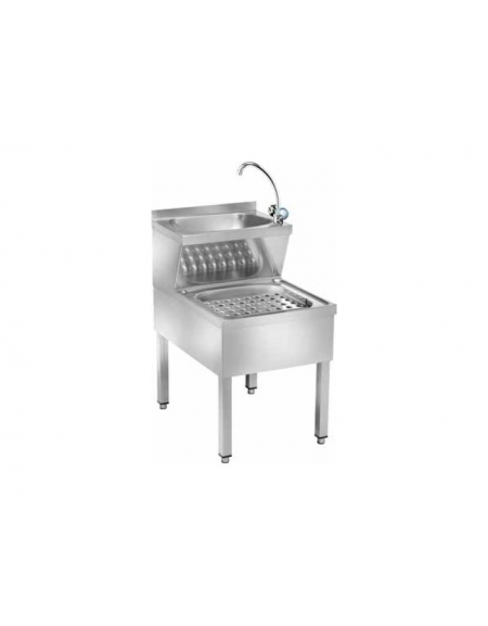 COMBINATO LAVAMANI PIU' LAVA STRACCI INOX - cm 70x50x89h