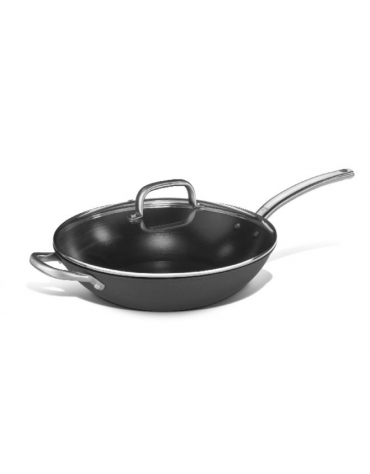 Wok antiaderente con coperchio in vetro