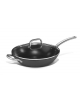 Wok antiaderente in ferro ultraleggero per induzione con coperchio in vetro - Diametro mm 320 - Altezza mm 80