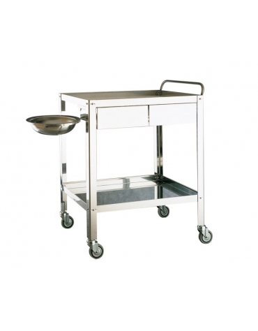 CARRELLO PER MEDICAZIONE 2 CASSETTI CM70X50X85H