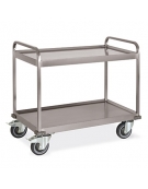 Carrello inox AISI 304 per trasporto pesante -2 piani a vasca saldati al telaio - Portata Kg 500 - cm108x61x96h