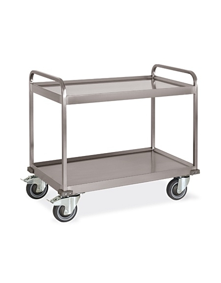 Carrello inox per trasporto pesante-2 piani a vasca cm108x61x96h