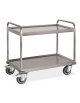 Carrello inox AISI 304 per trasporto pesante -2 piani a vasca saldati al telaio - Portata Kg 500 - cm108x61x96h