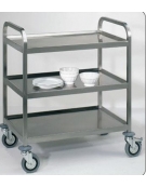 Carrello inox AISI 304 per trasporto pesante 500 Kg - 3 piani lisci, saldati al telaio - cm 108x61x96h