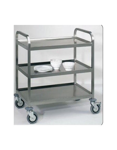 Carrello inox AISI 304 per trasporto pesante 500 Kg - 3 piani lisci, saldati al telaio - cm 108x61x96h