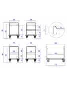 Carrello inox per trasporto pesante-3 piani a vasca cm108x61x96h