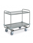 Carrello inox AISI 304 per trasporto pesante - 2 piani stampati cm 120x60, saldati - Portata complessiva Kg 200 - cm 129x69x95h