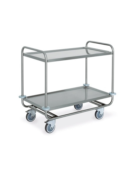 Carrello inox AISI 304 per trasporto pesante - 2 piani stampati cm 120x60, saldati - Portata complessiva Kg 200 - cm 129x69x95h