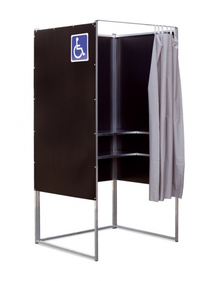 Cabina elettorale polivalente alluminio con tendina e scrittoi