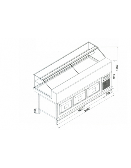 Vetrina fredda con cella da cm. 200