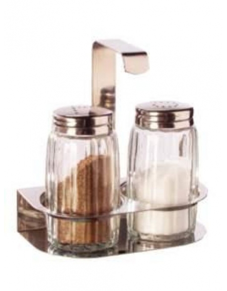 SET 2 PEZZI SALE E PEPE ACCIAIO INOX Altezza mm. 35 - SET SALE E PEPE -  SALIERE E PEPIERE - ACCESSORI DA TAVOLA E BUFFET - Dina