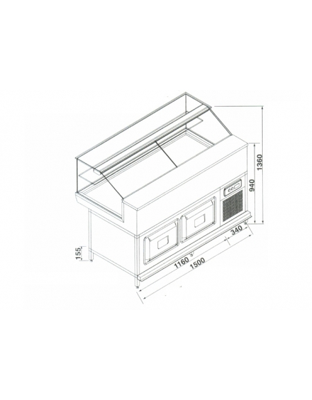 Vetrina fredda con cella da cm. 150