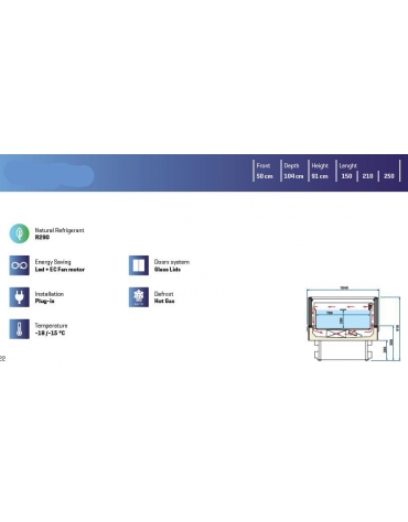 Isola surgelati aperta ventilata per supermercato cm 150x104x92h