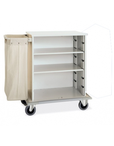 Carrello portabiancheria armadiato in lamiera di acciaio verniciata - cm 130x62x118h