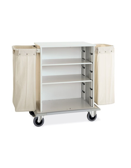 Carrello portabiancheria armadiato in lamiera di acciaio verniciata con 2 sacchi in tela - cm 160x62x118h