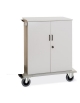 Carrello portabiancheria armadiato in lamiera di acciaio verniciata con 2 sportelli e serratura cm 100x62x118h
