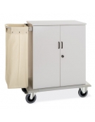 Carrello portabiancheria armadiato in lamiera di acciaio - 1 sacco in tela e 2 sportelli con serratura - cm 130x62x118h