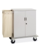 Carrello portabiancheria armadiato in lamiera di acciaio - 1 sacco in tela e 2 sportelli con serratura - cm 130x62x118h