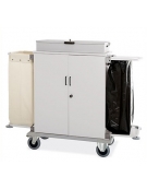 Carrello portabiancheria armadiato in lamiera di acciaio completo di cassetta Portaoggetti - cm 160x62x118h