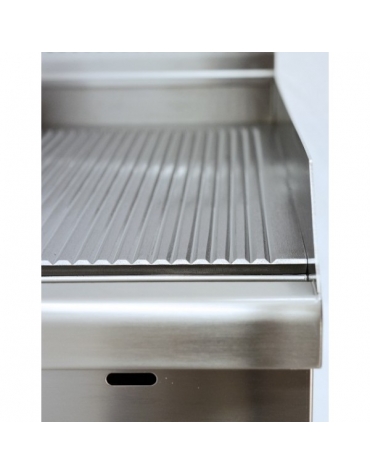 Fry Top a gas doppio con piastra tutta rigata cm 60x60x28h