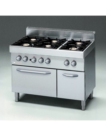 Cucina a gas 6 fuochi con forno a gas GN 1/1 e armadio - cm 110x70x85/90h
