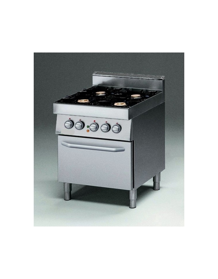Cucina a gas 4 fuochi con forno elettrico e bacinelle in acciaio inox - cm  70x70x85/90h - Profondita' cm 70 - Cucine su mobile c