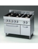 Cucina a gas 6 fuochi con forno elettrico a convenzione GN 1/1 - cm 110x70x85h - Bacinelle inox