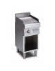 Fry Top elettrico con piastra rigata cromata su armadio aperto cm 40x70x85h