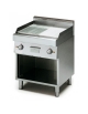 Fry-top elettrico con piastra cromata 2/3 liscia e 1/3 rigata su armadio aperto cm 70x70x85h