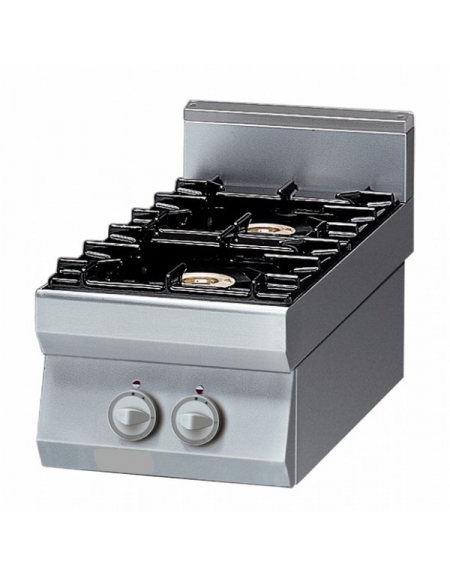 Cucina a gas 2 fuochi da banco profondità 70 cm, potenza 9 kW