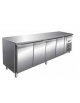 Tavolo refrigerato positivo 4 Porte -2° + 8°C in acciaio inox AISI 304 cm. 223x70x85h - Classe C - Cassetto neutro sopra il vano