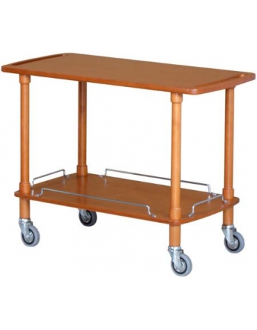 Carrello di servizio in legno due piani colore noce - cm 110x55x82h