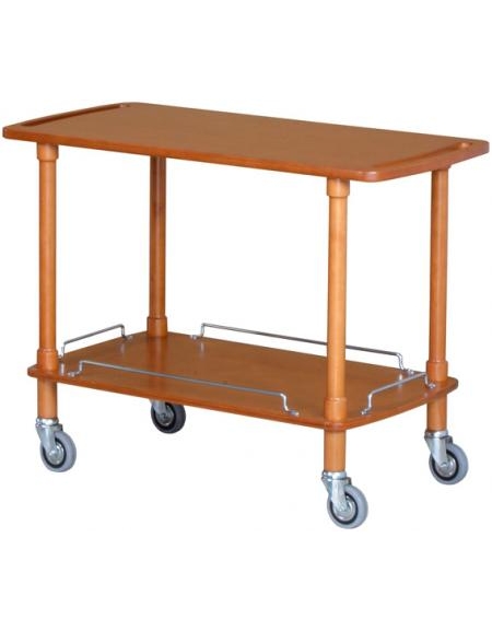 Carrello di servizio in legno due piani colore noce - cm 110x55x82h