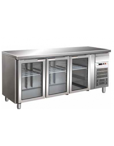 Tavolo refrigerato positivo 3 Porte a vetro cm. 176,5x70x85h