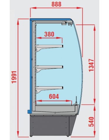 Murale refrigerato INOX per latticini e salumi cm 256x88,8x199H