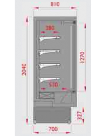 Murale refrigerato INOX con porte scorrevoli cm 158x81x204h