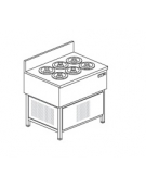 Banco gelati a pozzetto con alzatina - N° 6 Carapine - Refrigerazione a glicole -16 / -18 °C - Motore interno - cm 91x69x111h