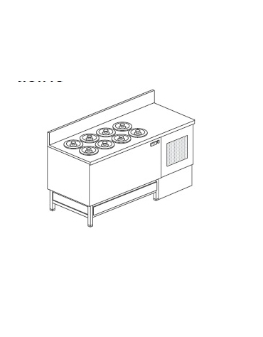 Bancone gelato a glicole - N° 8+8 Pozzetti - Motore interno