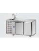 Tavolo Refrigerato 2 porte, con lavello e gruppo motore a sinistra cm142x70x115h