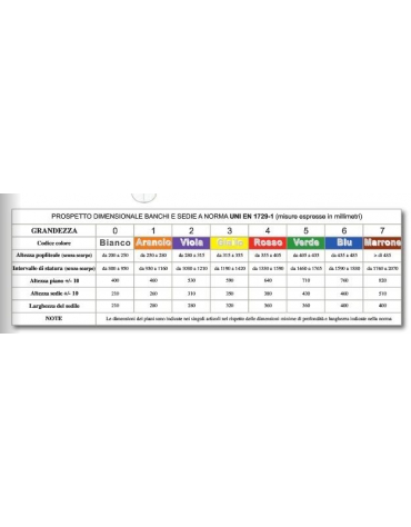 Banco monoposto regolabile bigrandezza con sottopiano in lamiera saldato CM 70X50 - Grandezza da 3 a 4