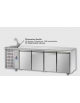 Tavolo Refrigerato GN 1/1 con 4 porte,piano con lavello e gruppo motore a sinistra-Refrigerazione ventilata +2°+8°C-cm 232X70X11