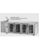 Tavolo Refrigerato GN 1/1 con 4 porte in vetro, 3 luci Neon, piano con lavello e gruppo motore a sinistra 232x70x115h