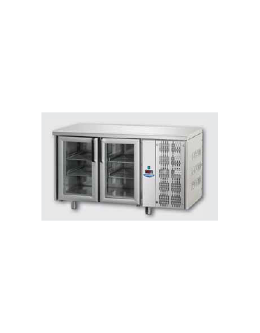 Tavolo Refrigerato GN 1/1 con 2 porte in vetro e una luce Neon cm 142x70x850h