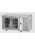 Tavolo Refrigerato GN 1/1 con 2 porte in vetro, una luce Neon, senza piano di lavoro cm 142x70x80h