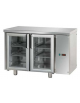 Tavolo Refrigerato GN 1/1 con 2 porte in vetro, una luce Neon, predisposto per unità frigorifera remota cm  120x70x85h